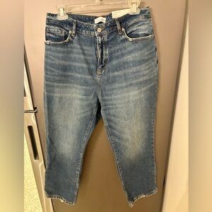 LOFT High Rise The Curvy Straight Cropped jeans size 30  Med Wash Grunge Preppy